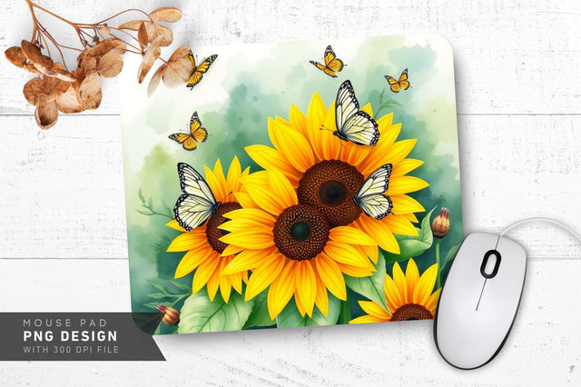 Artistic Sunflower Design Mousepad Sublimation Regulrcrative 