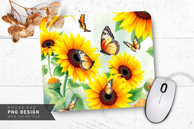 Artistic Sunflower Design Mousepad Sublimation Regulrcrative 