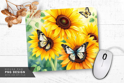 Artistic Sunflower Design Mousepad Sublimation Regulrcrative 