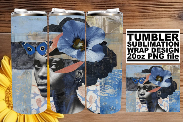 Artistic Tumbler 20oz Black Woman Abstract Wrap Sublimation Sublimation afrosvg 