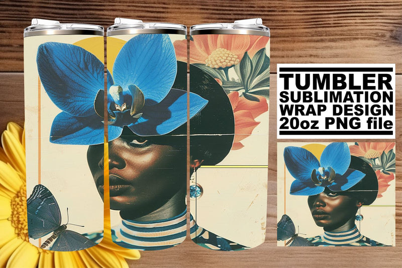 Artistic Tumbler Wrap 20oz Black Woman Abstract Design Sublimation afrosvg 