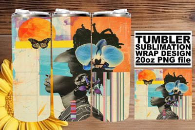 Artistic Tumbler Wrap 20oz Black Woman Abstract Design Sublimation afrosvg 