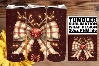 Artistic tumbler wrap, designed for vibrant sublimation prints! , Christmas Bow Sublimation afrosvg 