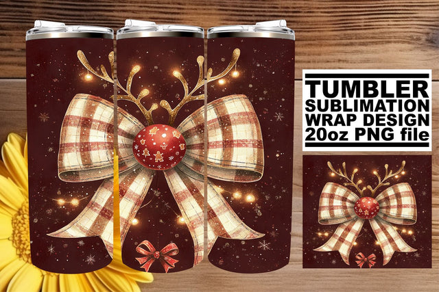 Artistic tumbler wrap, designed for vibrant sublimation prints! , Christmas Bow Sublimation afrosvg 