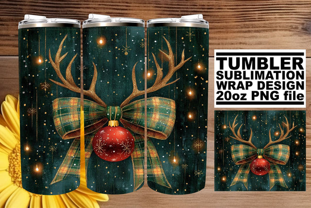 Artistic tumbler wrap, elevate your crafting experience! , Christmas Bow Sublimation afrosvg 