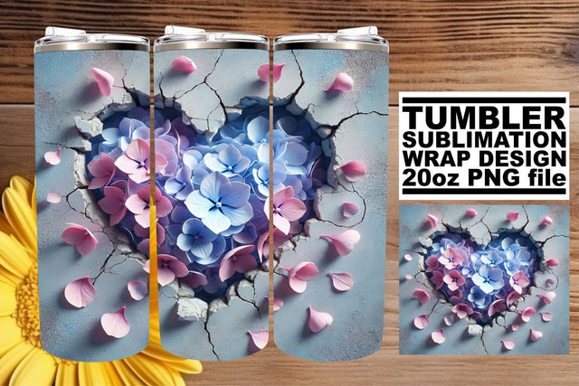Artistic tumbler wrap, elevate your crafting skills! , 3D Heart Sublimation afrosvg 