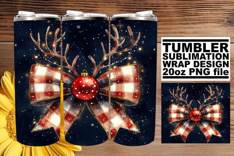 Artistic tumbler wrap, great for creating memorable gifts! , Christmas Bow Sublimation afrosvg 