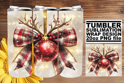 Artistic tumbler wrap, ideal for unique sublimation gifts! , Christmas Bow Sublimation afrosvg 