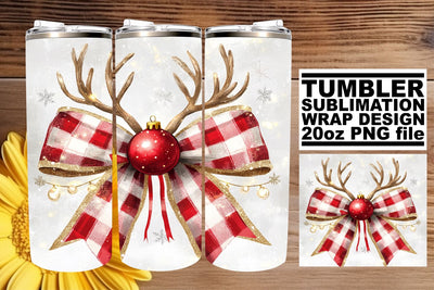 Artistic tumbler wrap, perfect for sublimation needs! , Christmas Bow Sublimation afrosvg 