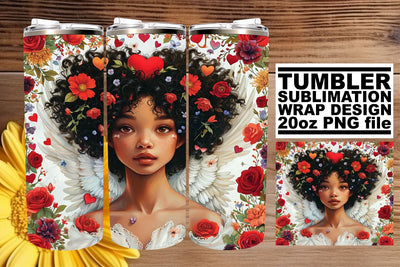Artistic Valentine's Day Tumbler Sublimation Wrap - 20oz Sublimation afrosvg 