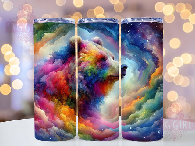 Artistic Watercolor Rainbow Bear Tumbler Wrap, Colorful Bear PNG, 20oz Bear Tumbler, Wild Animal Sublimation, Rainbow Bear Art, Artistic Bear Design, Nature Lover Tumbler Sublimation SvggirlplusArt 