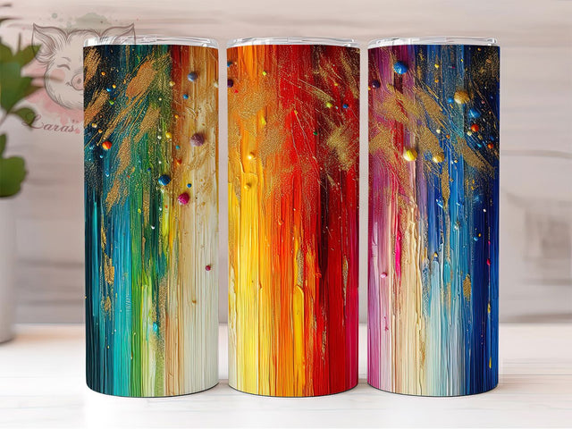 Artistic Watercolor Rainbow Pride Tumbler, Rainbow Brushstroke Tumbler, LGBTQ+ Tumbler, Colorful Pride Wrap, 20oz LGBT Design, Pride Rainbow Tumbler, Artistic Rainbow Tumbler Sublimation Lara' s Designs 