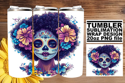 Artistic Watercolor Skull Woman – 20oz Tumbler Sublimation Sublimation afrosvg 