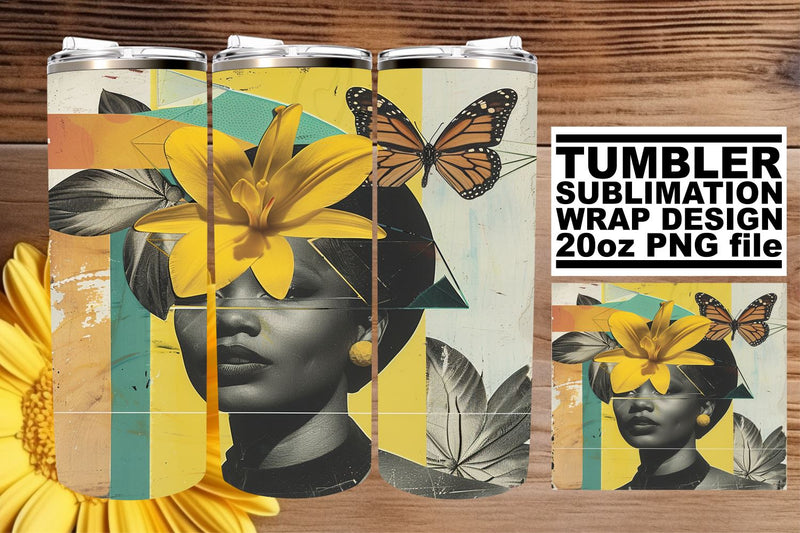 Artistic Wrap 20oz Black Woman Tumbler Abstract Sublimation Sublimation afrosvg 