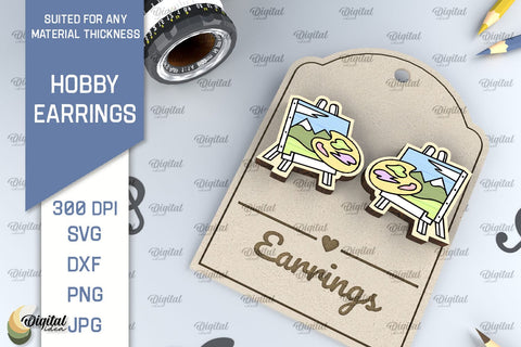 Artist's Earrings Laser Cut Design. Hobby Earrings SVG SVG Evgenyia Guschina 