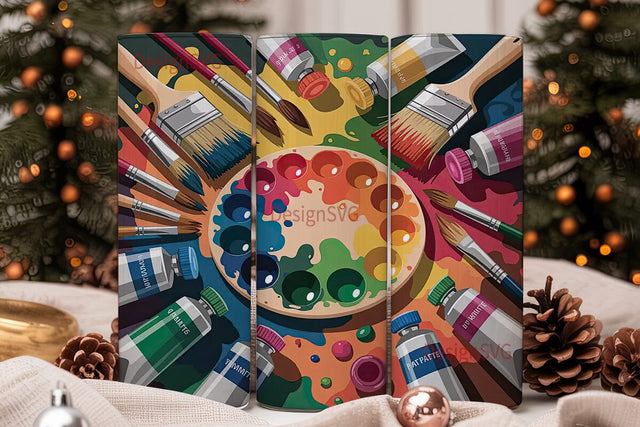 Artist's Palette Tumbler Wrap Sublimation DesignSVG 