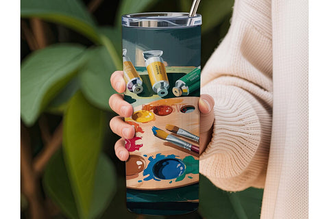 Artist's Palette Tumbler Wrap Sublimation DesignSVG 