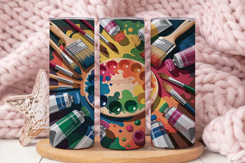Artist's Palette Tumbler Wrap Sublimation DesignSVG 