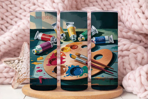 Artist's Palette Tumbler Wrap Sublimation DesignSVG 