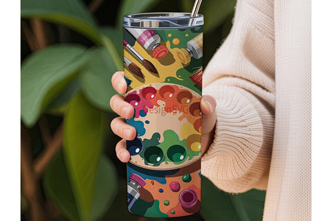 Artist's Palette Tumbler Wrap Sublimation DesignSVG 