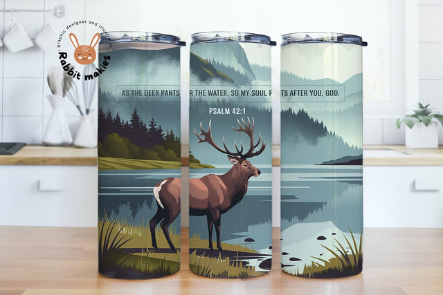 As The Deer Pants For The Water 20oz Skinny Tumbler Sublimation Designs Sublimation Rabbitmakies 