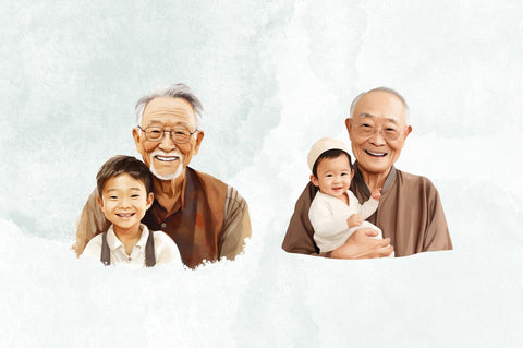 Asian Grandpa and Grandkids Sublimation Bundle Sublimation Designangry 
