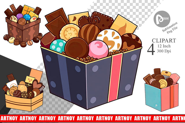 Assorted Chocolate Box Clipart Sublimation artnoy 