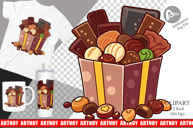 Assorted Chocolate Box Clipart Sublimation artnoy 
