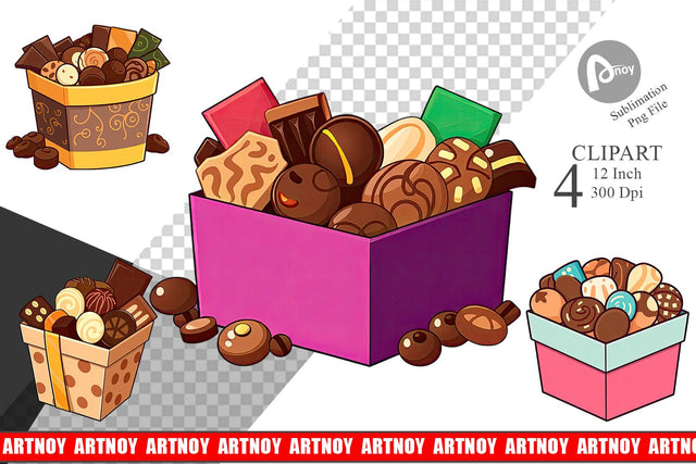 Assorted Chocolate Box Clipart Sublimation artnoy 