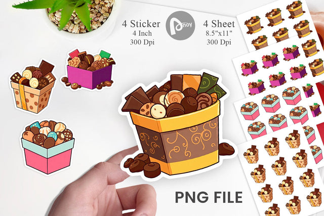Assorted Chocolate Box Sticker Sublimation artnoy 