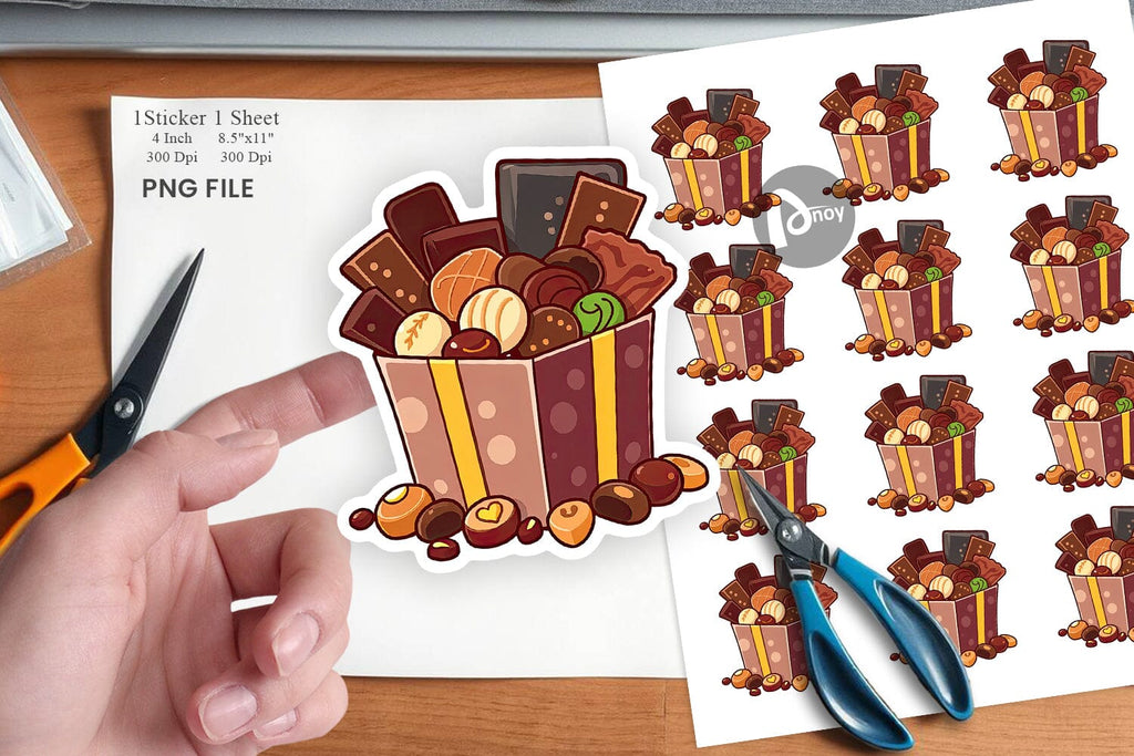 Assorted Chocolate Box Sticker - So Fontsy