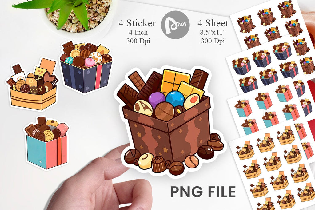 Assorted Chocolate Box Sticker - So Fontsy