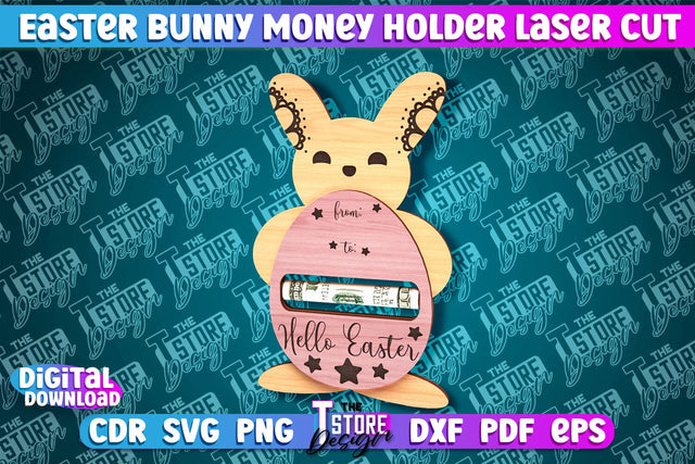 aster Bunny Money Holder Laser Cut | Gift Design | CNC File SVG The T Store Design 