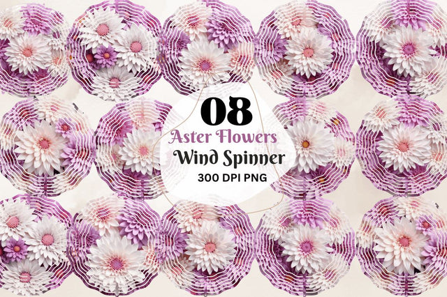 Aster Flowers Wind Spinner Sublimation Regulrcrative 