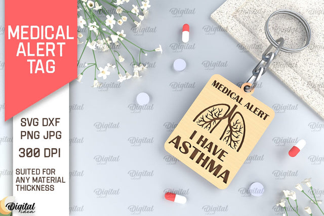 Asthma Alert Tag SVG. Medical Alert Tag Laser Cut SVG Evgenyia Guschina 