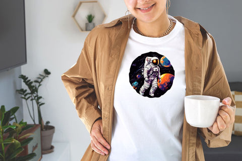 Astronaut and Planet Stickers Bundle Sublimation Designangry 