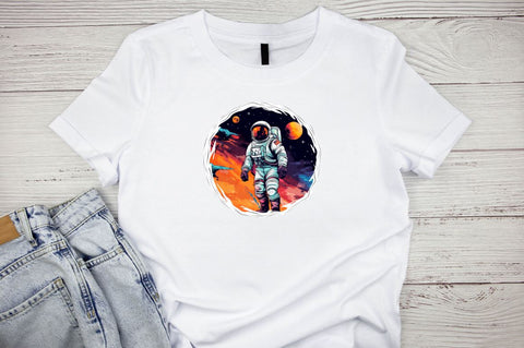 Astronaut and Planet Stickers Bundle Sublimation Designangry 