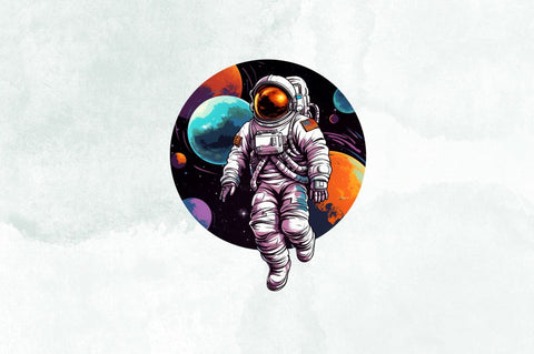 Astronaut and Planet Stickers Bundle Sublimation Designangry 