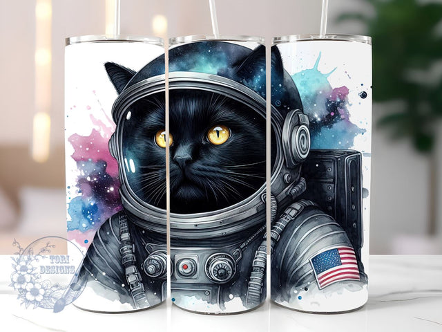 Astronaut Black Cat 20 oz Skinny Tumbler Sublimation Design, Cats Black In Space Astronaut Tumbler Png, Straight & Tapered Tumbler Wrap, Instant Digital Download Sublimation ToriDesigns 