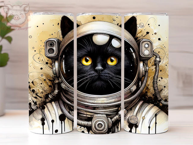 Astronaut Black Cat 20oz Tumbler, Space Black Cat Tumbler PNG, Funny Animal in Space Sublimation Design, Digital, Digital Download PNG Sublimation Lara' s Designs 