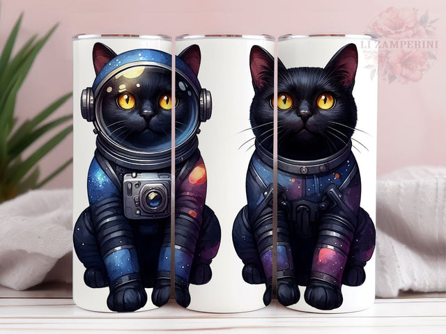 Astronaut Black Cat in Space Tumler PNG, Funny Animal in Space 20oz Tumbler Wrap PNG, Straight & Tapered Tumbler Wrap, Instant Digital Download Sublimation Li Zamperini 