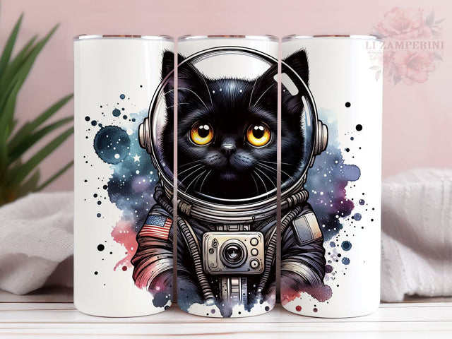 Astronaut Black Cat in Space Tumler PNG, Funny Animal in Space 20oz Tumbler Wrap PNG, Straight & Tapered Tumbler Wrap, Instant Digital Download Sublimation Li Zamperini 
