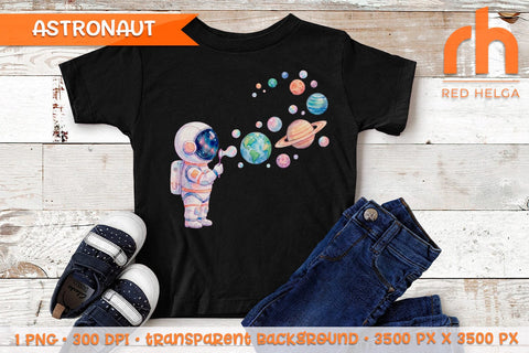 Astronaut Blowing Bubbles PNG Clipart, Cute Space Sublimation Sublimation RedHelgaArt 