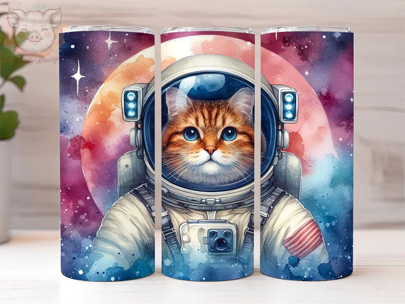 Astronaut Cat 20oz Tumbler, Space Cat Tumbler PNG, Funny Animal in Space Sublimation Design, Digital, Digital Download PNG Sublimation Lara' s Designs 