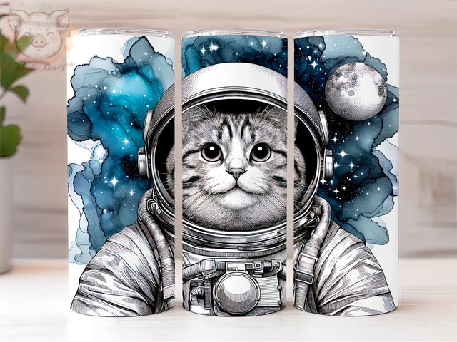 Astronaut Cat 20oz Tumbler, Space Cat Tumbler PNG, Funny Animal in Space Sublimation Design, Digital, Digital Download PNG Sublimation Lara' s Designs 