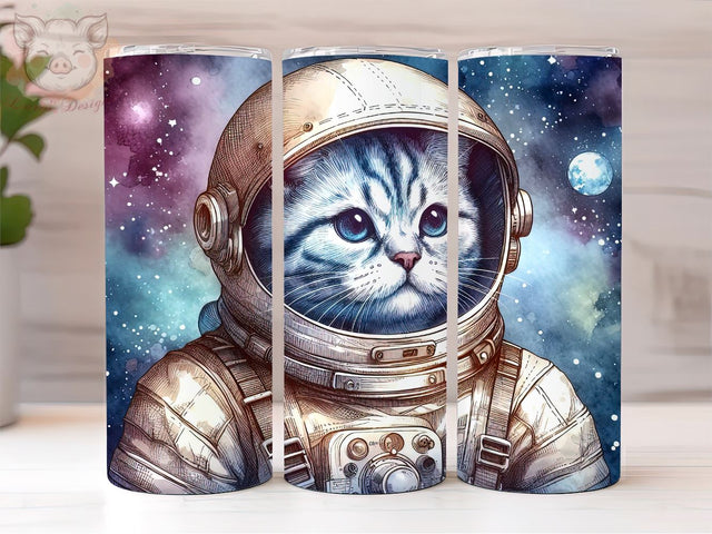 Astronaut Cat 20oz Tumbler, Space Cat Tumbler PNG, Funny Animal in Space Sublimation Design, Digital, Digital Download PNG Sublimation Lara' s Designs 