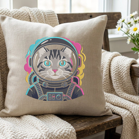 Astronaut Cat Embroidery Design – Cute Space Kitty Colorful Galaxy Cat Machine Embroidery File Embroidery/Applique DESIGNS PatternFeed8 