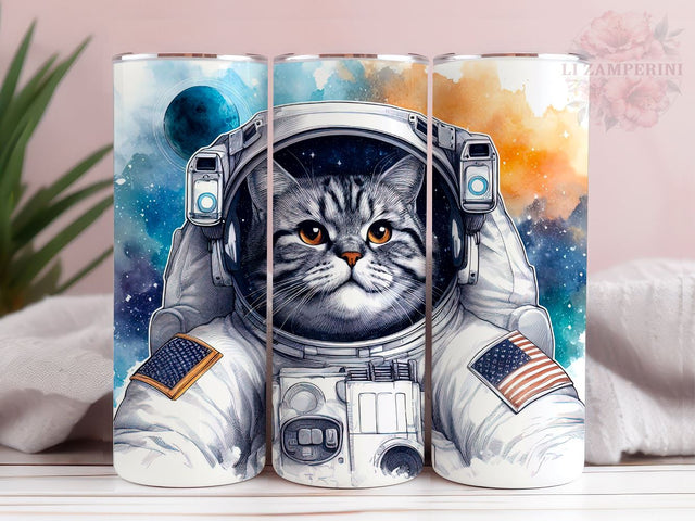 Astronaut Cat in Space Tumler PNG, Funny Animal in Space 20oz Tumbler Wrap PNG, Straight & Tapered Tumbler Wrap, Instant Digital Download Sublimation Li Zamperini 