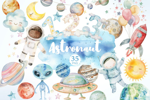 Astronaut Clipart PNG | Stars And Moon Graphics SVG GlamArtZhanna 