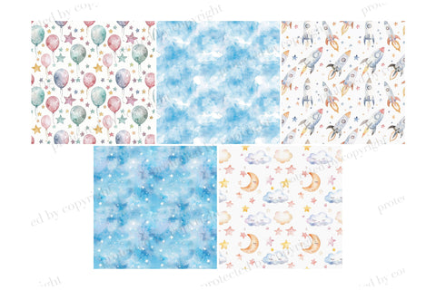 Astronaut Digital Paper | Space Seamless Pattern Digital Pattern GlamArtZhanna 